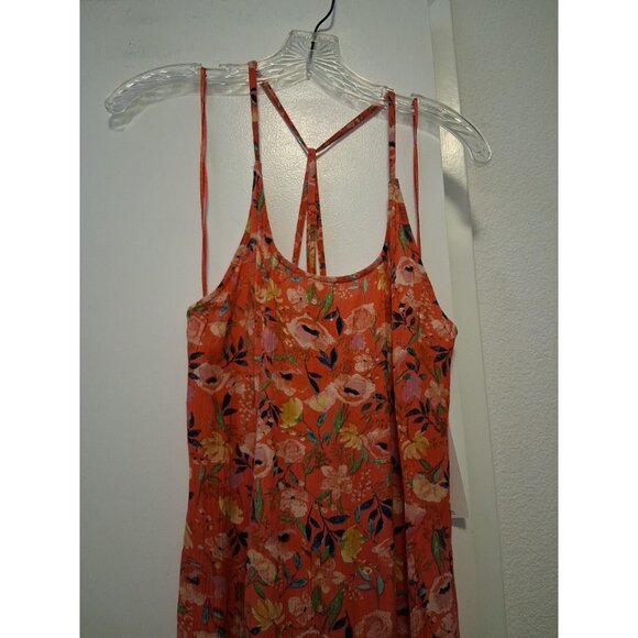 Rip Curl Long Maxi Floral Dress Spaghetti Strap Orange Yellow Pink Small NWT - Picture 2 of 7